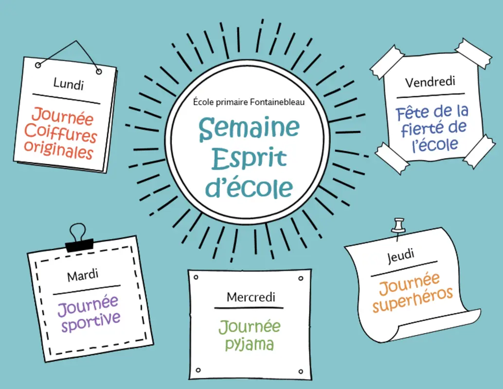 Calendrier Esprit d’école blue whimsical-color-block