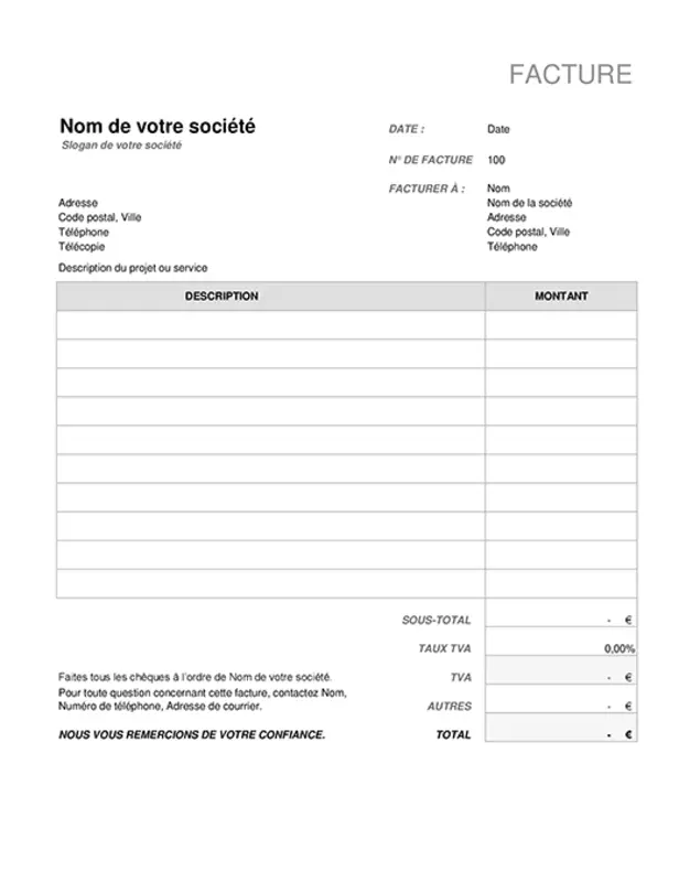 Facture avec calcul des taxes black modern-simple