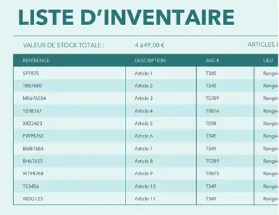 Inventaire d’entrepôt