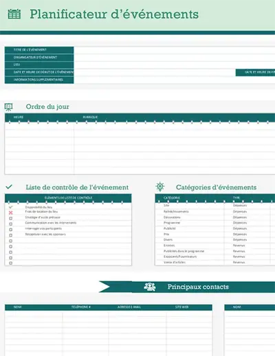 Planificateur et chronologie d’événements modern-simple