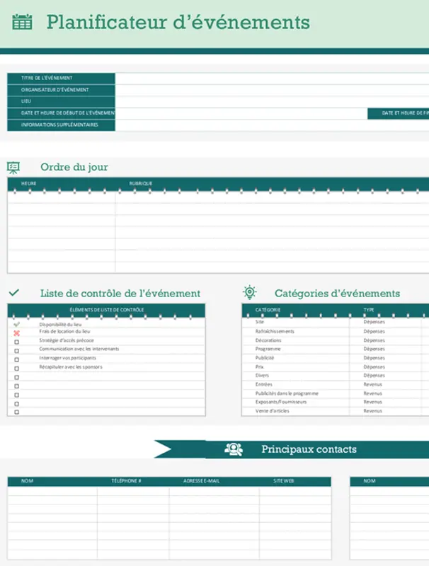 Planificateur et chronologie d’événements green modern-simple