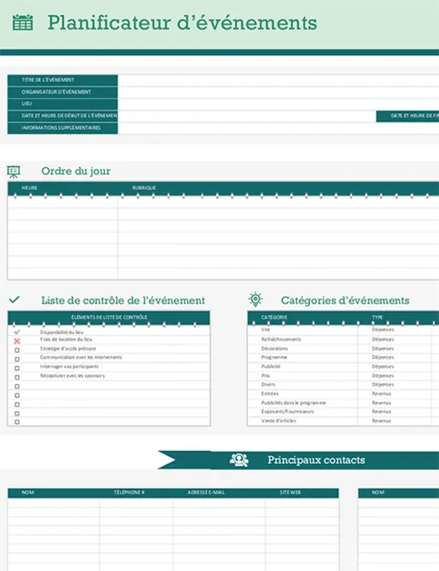 Planificateur et chronologie d’événements modern-simple
