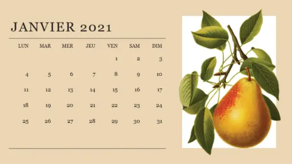 Calendrier mensuel botanique vintage-botanical