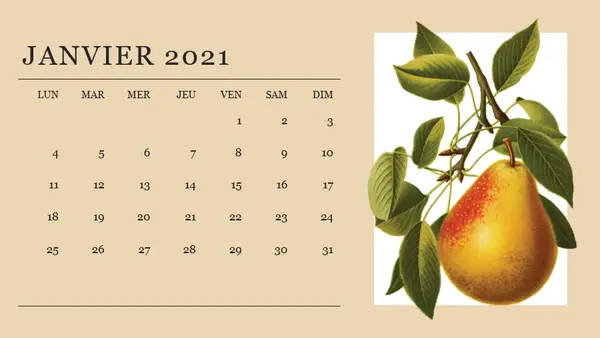 Calendrier mensuel botanique vintage-botanical