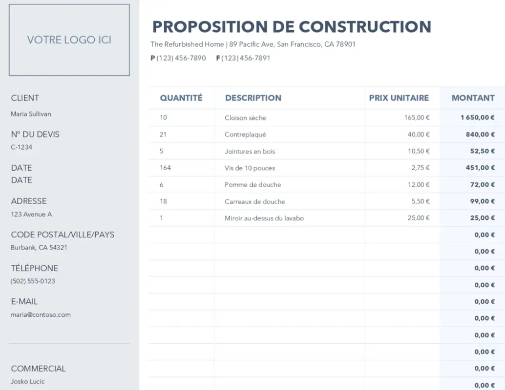 Proposition de construction blue modern simple