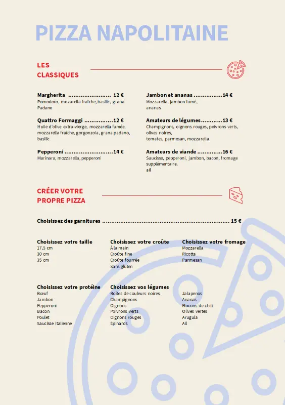 Menu de pizzas  yellow modern-simple