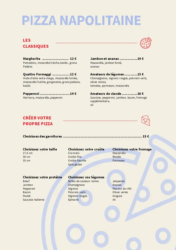 Menu de pizzas  modern-simple