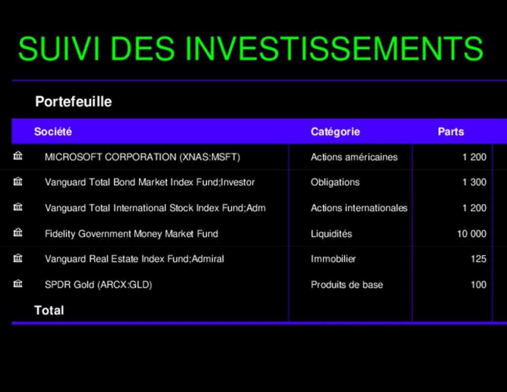 Suivi des investissements black modern simple