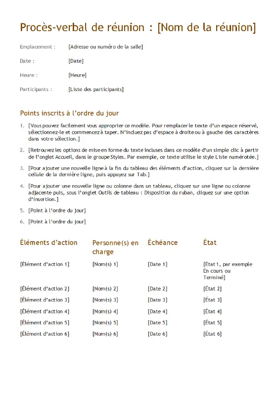 Procès-verbal de réunion (simple) modern simple