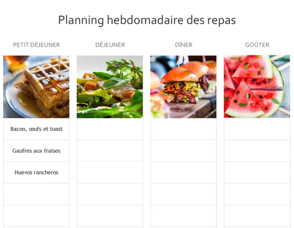 Planning des repas simple modern-simple