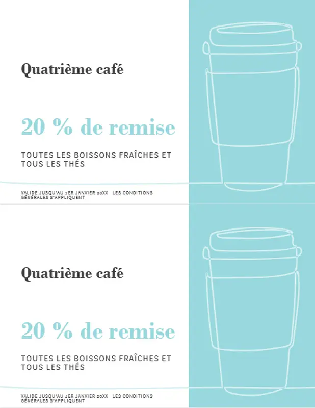 Bons de réduction pour cafés whimsical-line