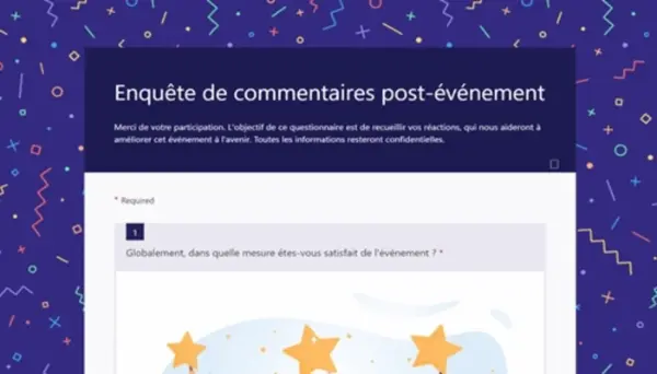 Enquête de commentaires post-événement blue