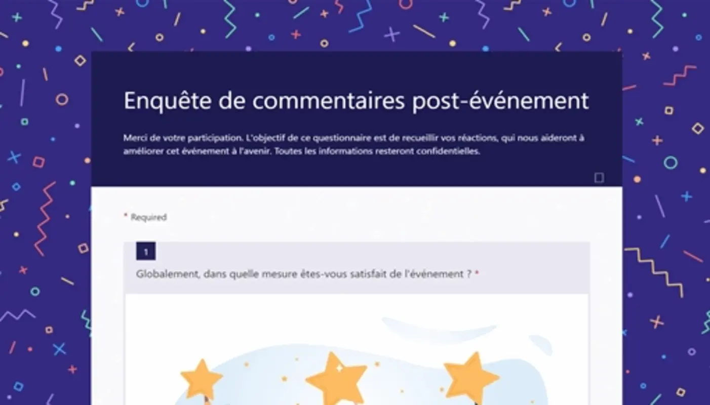 Enquête de commentaires post-événement blue