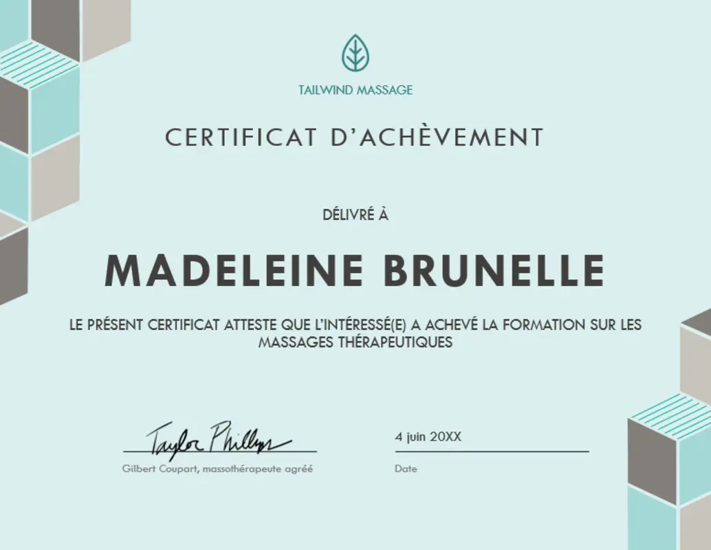 Certificat d’achèvement blue modern-geometric