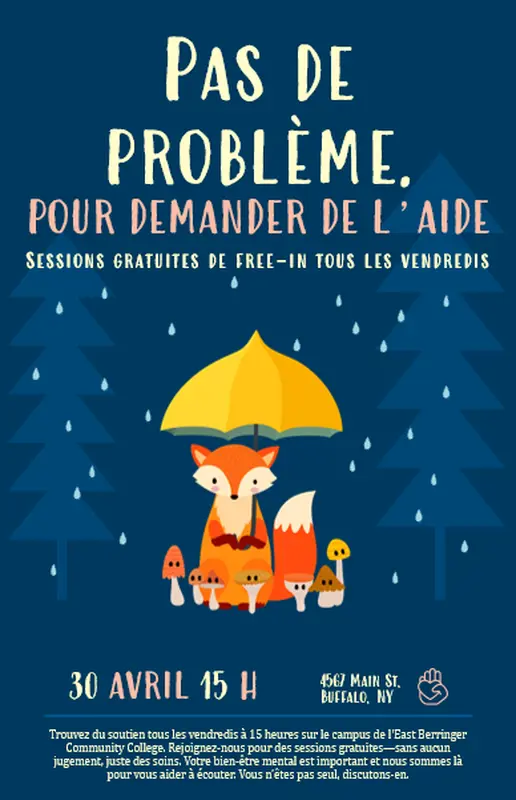 Affiche de soutien psychologique gratuit whimsical color block