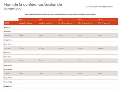 Planning des événements modern-simple
