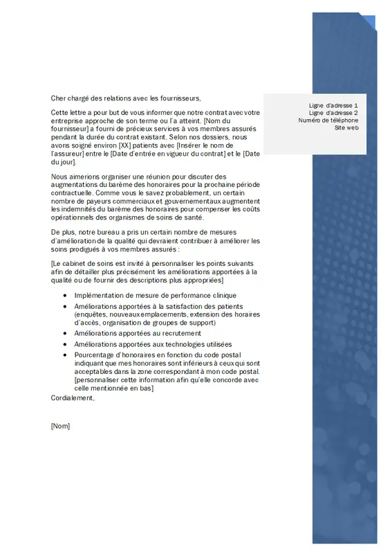 Lettre au fournisseur de soins de santé modern-simple