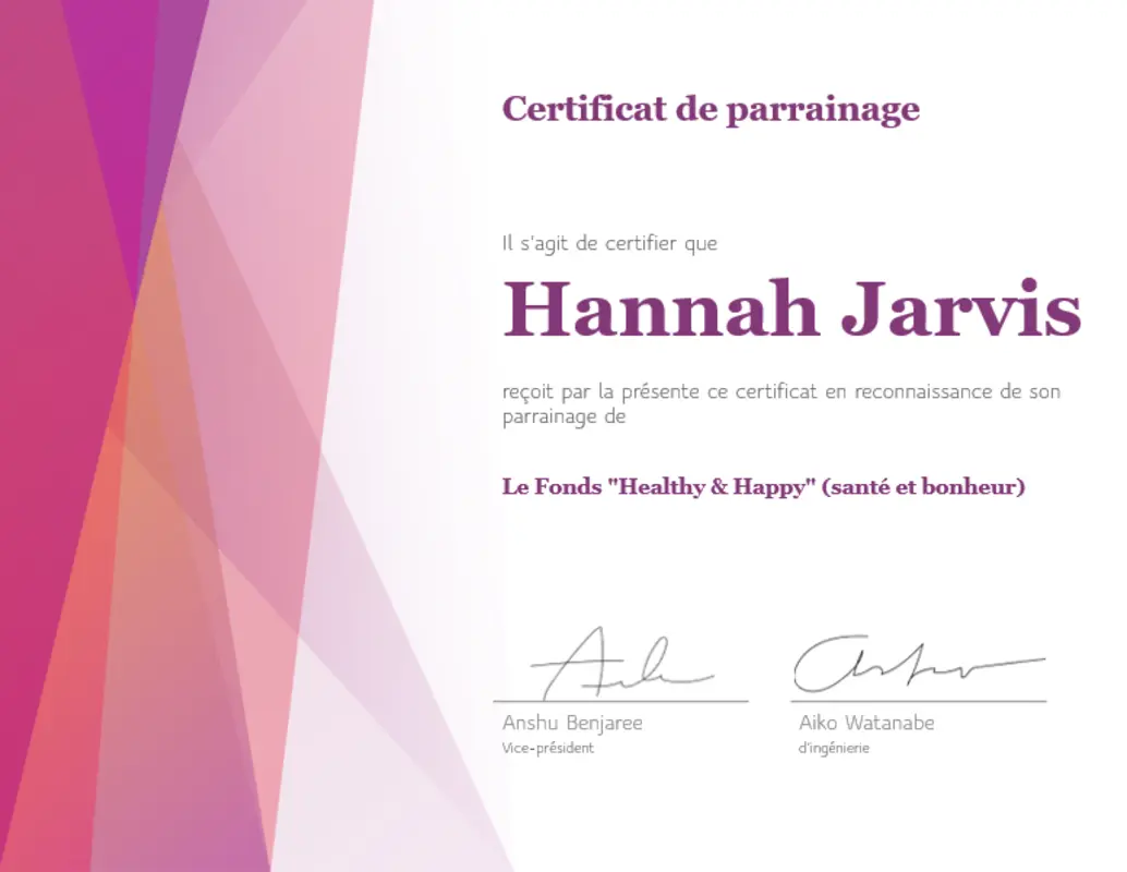 Certificat de reconnaissance coloré pink modern-color-block