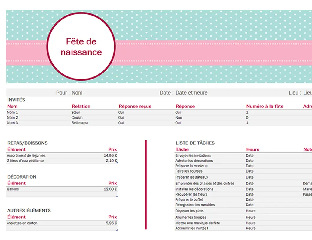 Planificateur de fête prénatale