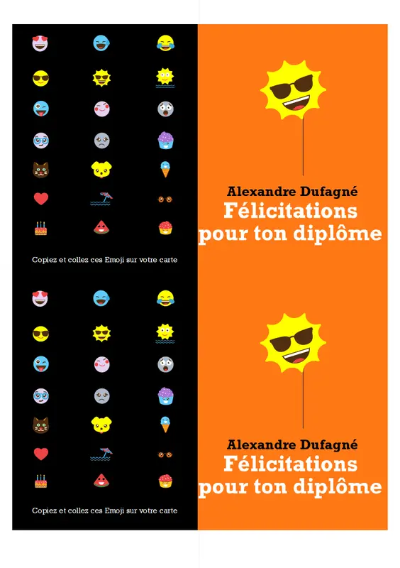 Carte de félicitations Emoji à un(e) jeune diplômé(e) modern-bold