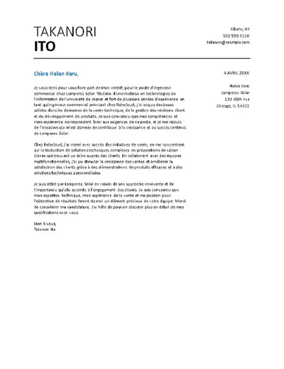 Lettre de motivation d’agent commercial