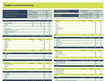 Tableur de budget personnel mensuel modern-simple
