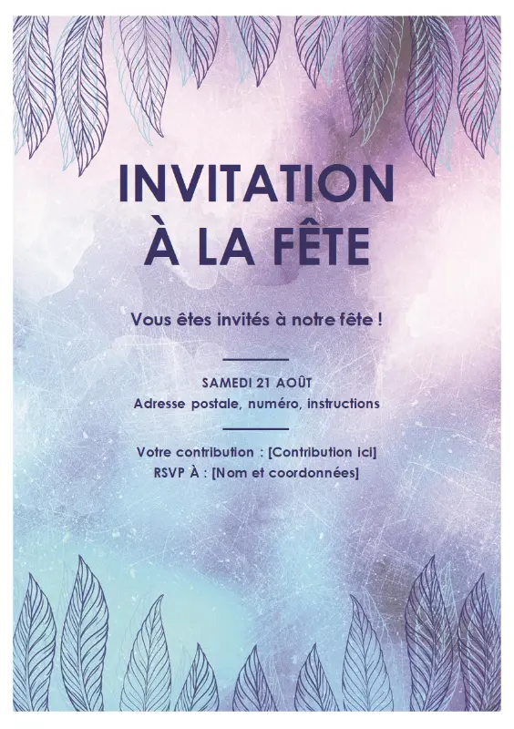 Prospectus d’invitation à une fête purple organic-boho