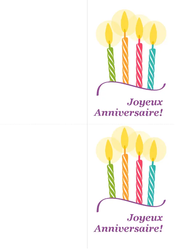 Cartes d’anniversaire (2 par page)  yellow modern-simple