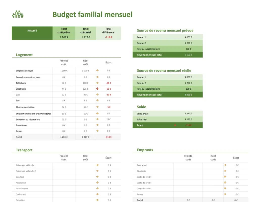 Planificateur de budget familial modern simple