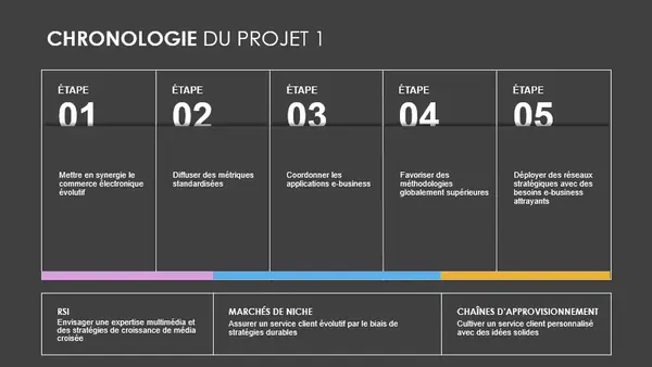 Chronologie des stades du projet