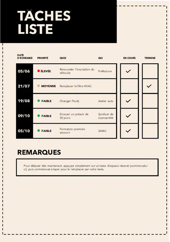 Liste simple à faire modern bold