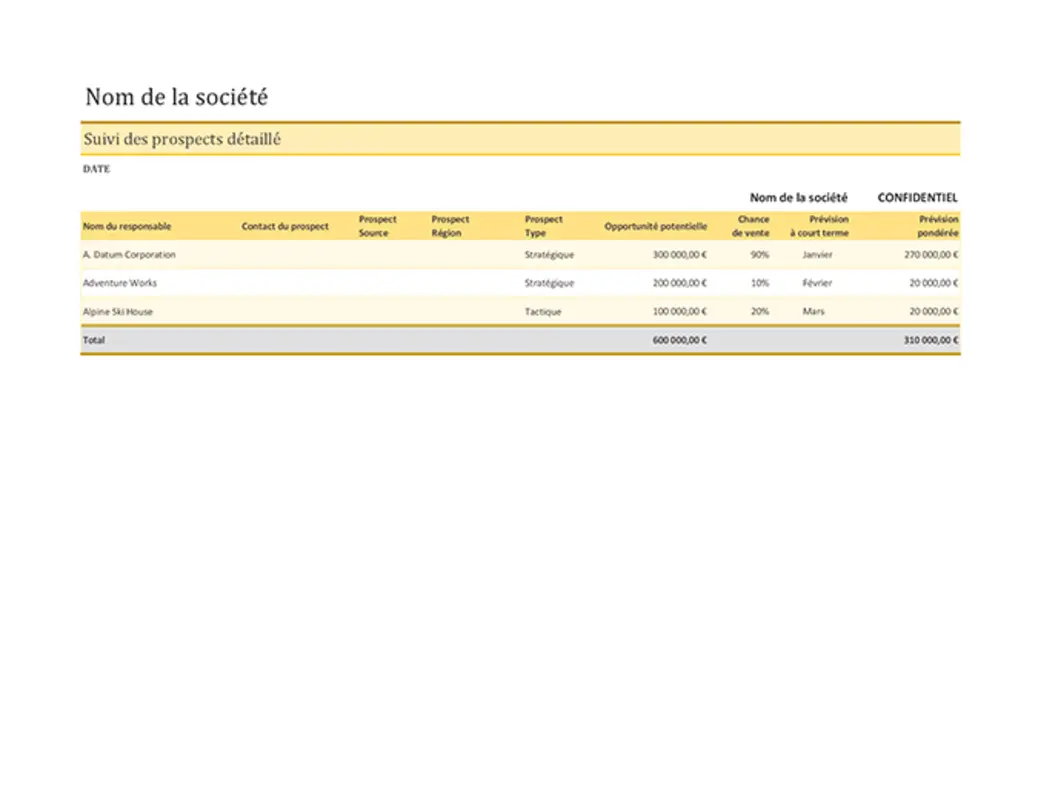 Suivi des prospects de ventes yellow modern simple