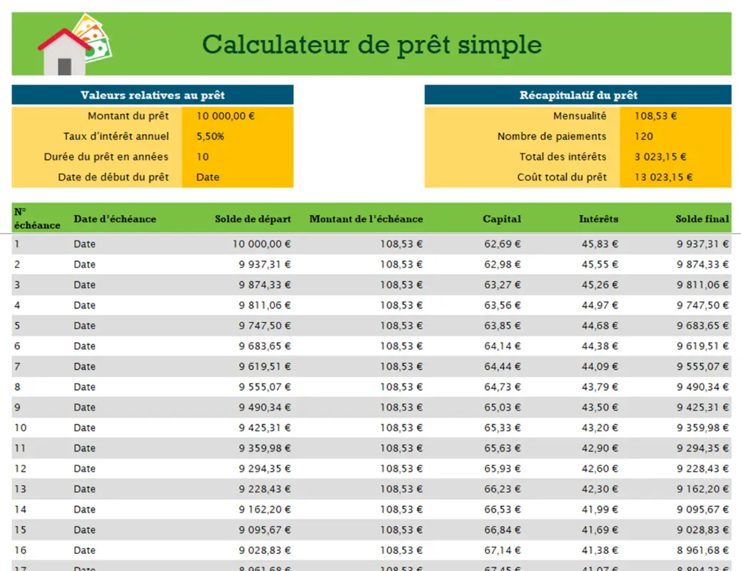 Calculateur de prêt purple modern color block