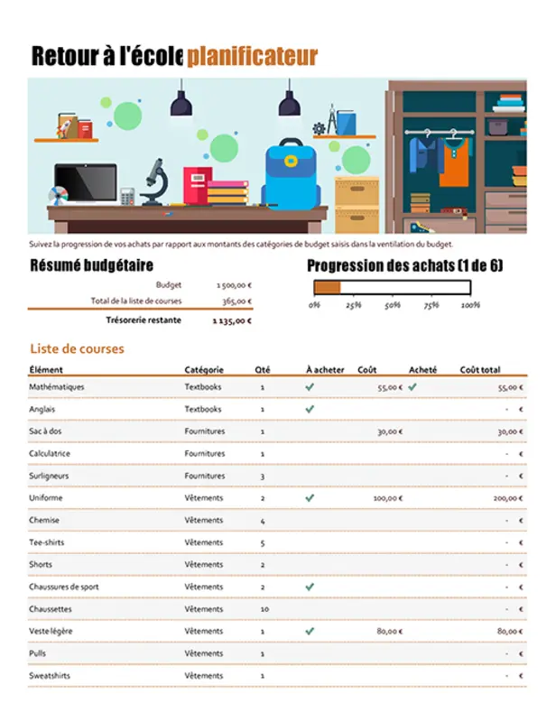 Planificateur de la rentrée scolaire modern simple