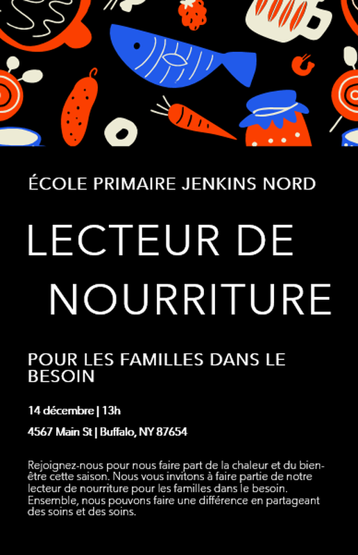 Affiche pour une collecte de denrées alimentaires à l’école primaire black modern-bold