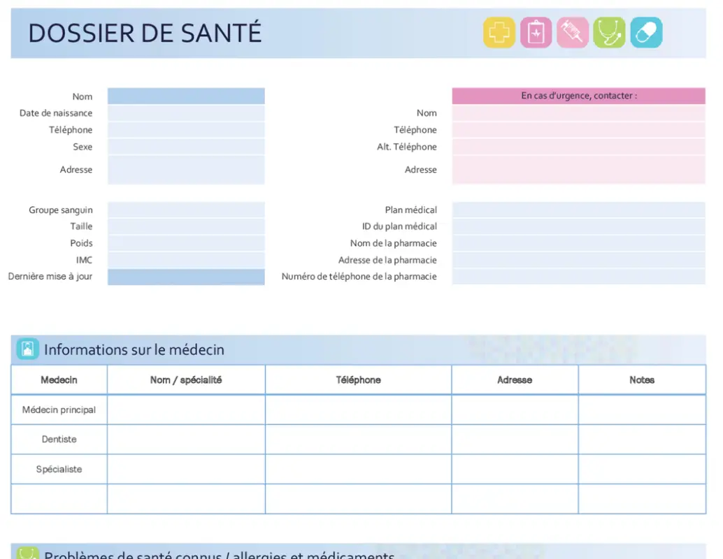 Le dossier médical de ma famille blue modern-simple