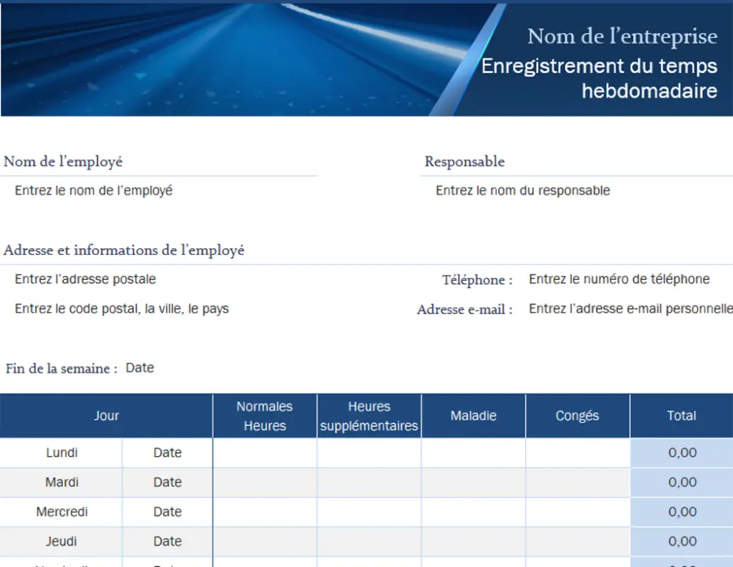 Enregistrement du temps hebdomadaire pour les petites entreprises green modern simple