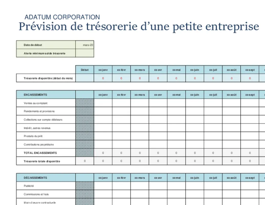 Projection de flux de trésorerie de petite entreprise blue modern simple