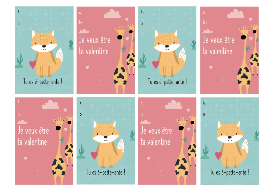 Cartes de Saint-Valentin pour les enfants blue whimsical-color-block