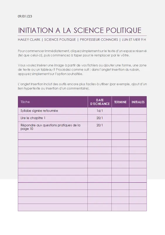 Liste de tâches pour un projet modern simple