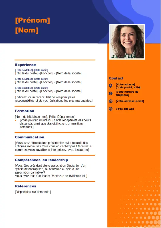 CV portrait orange organic-simple