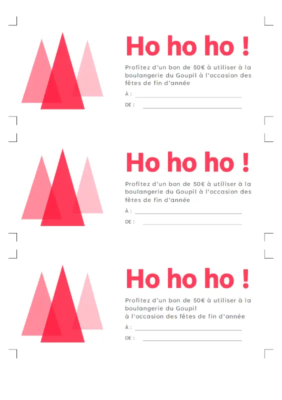 Bons-cadeaux « Ho ho ho ! »  pink modern-simple