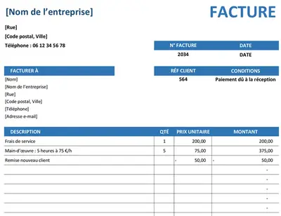 Facture de service simple modern simple