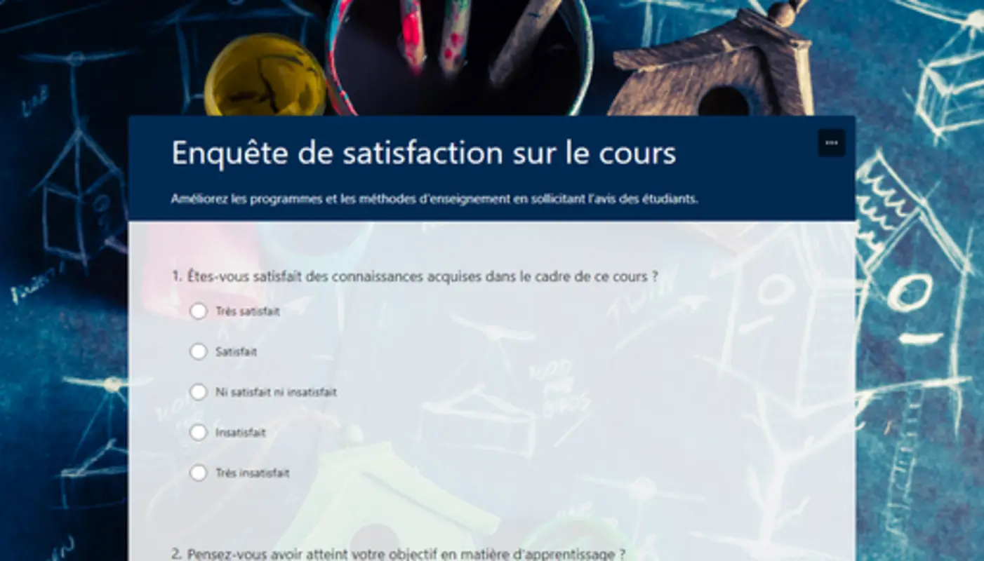 Enquête sur l’évaluation du cours blue modern simple