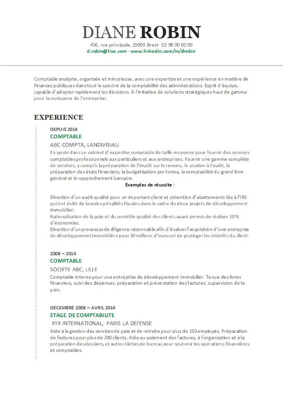 CV de comptabilité modern-simple