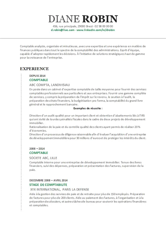 CV de comptabilité modern-simple
