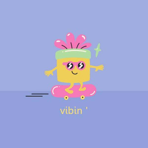 רק vibin' blue retro,groovy,skate,quirky,fun,offbeat