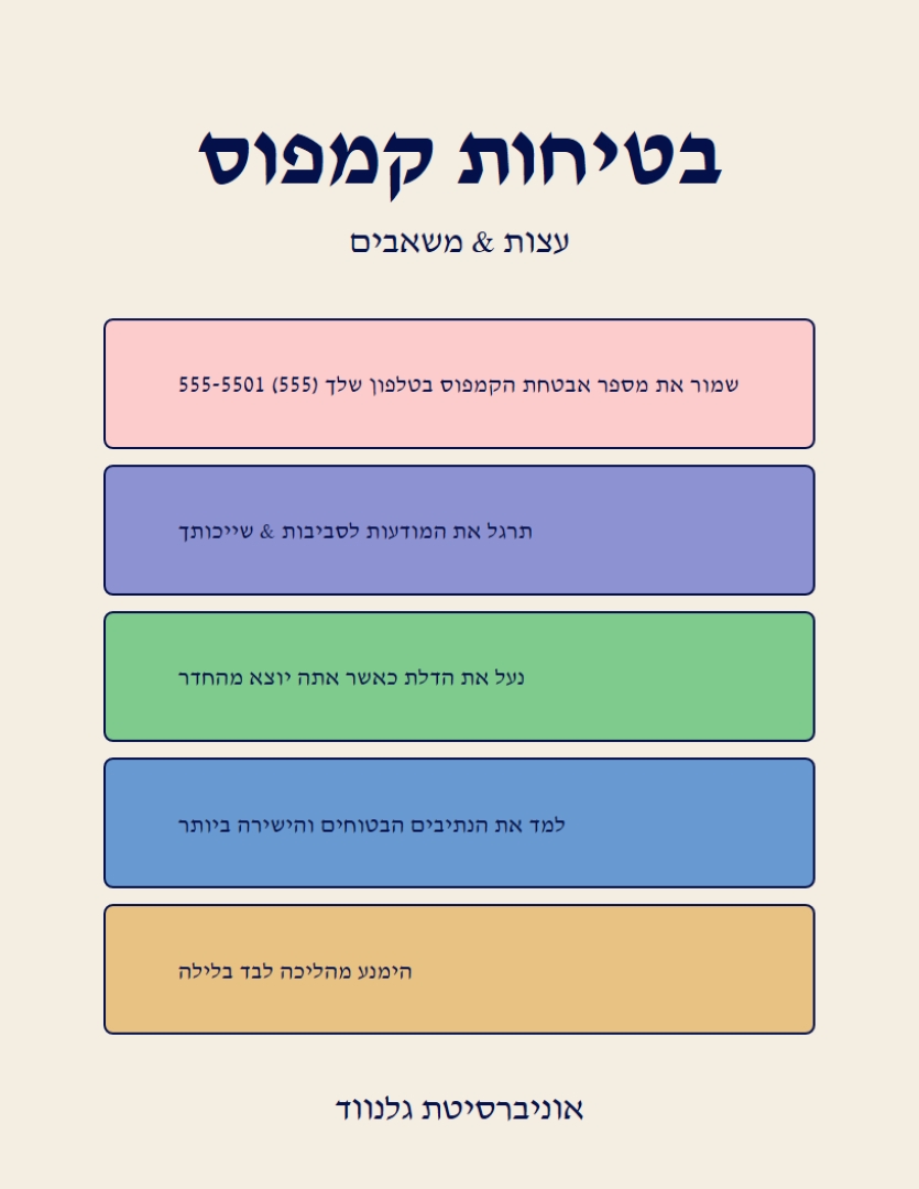 עלון עצות בטיחות טיפוגרפיות yellow modern,simple,typographic,infographic