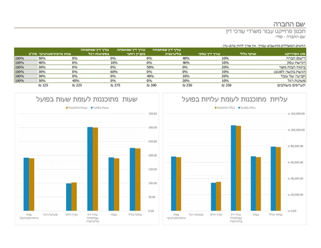 תוכנית פרוייקט עבור משרדי עורכי דין