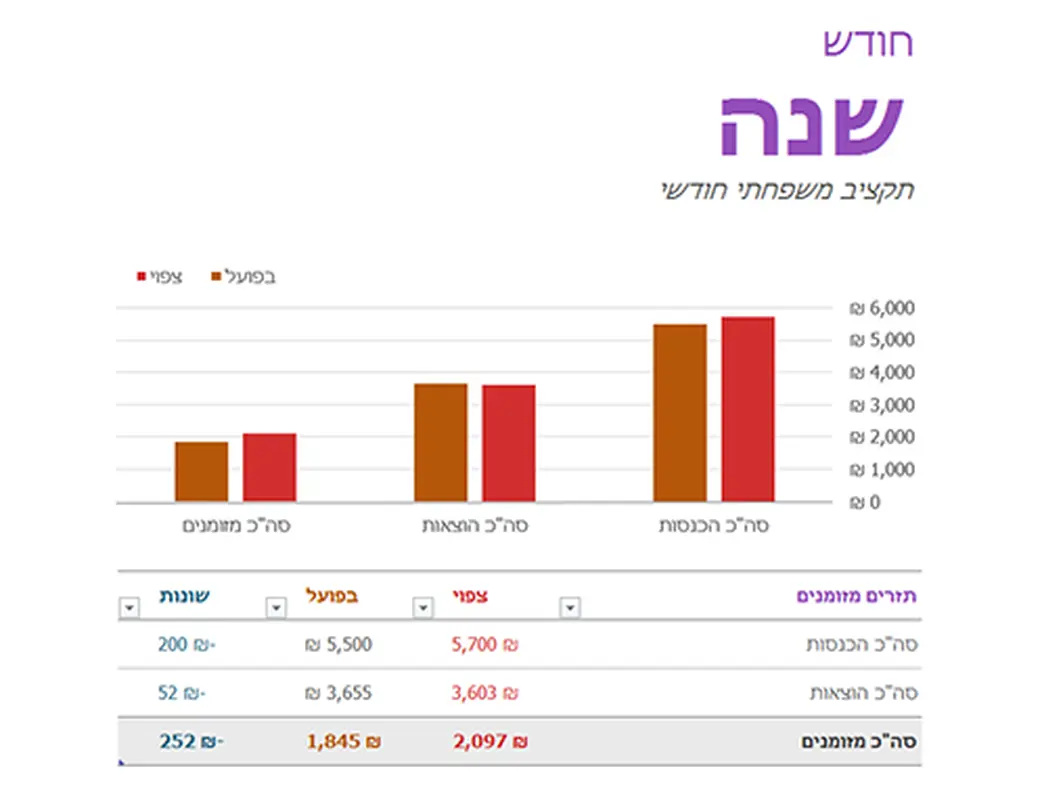 תקציב משפחתי חודשי modern simple